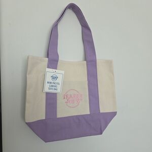 Trader Joe's Cream and Lavender Canvas Tote